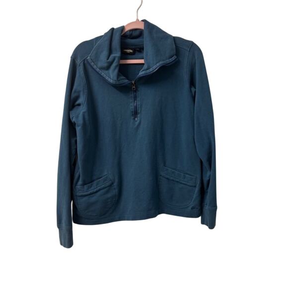 Kavu Teal Quarter-Zip Pullover size large Peru elbow patches outdoors - Picture 1 of 6